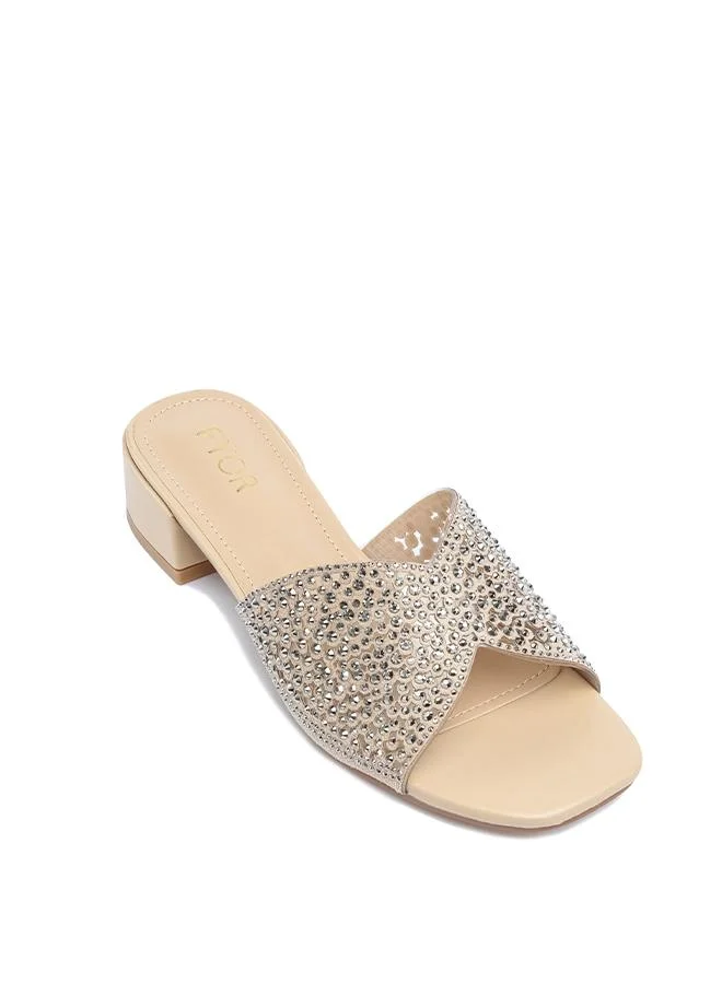 فايور Stylish Ornate Evening Slide Heel  AJ 019